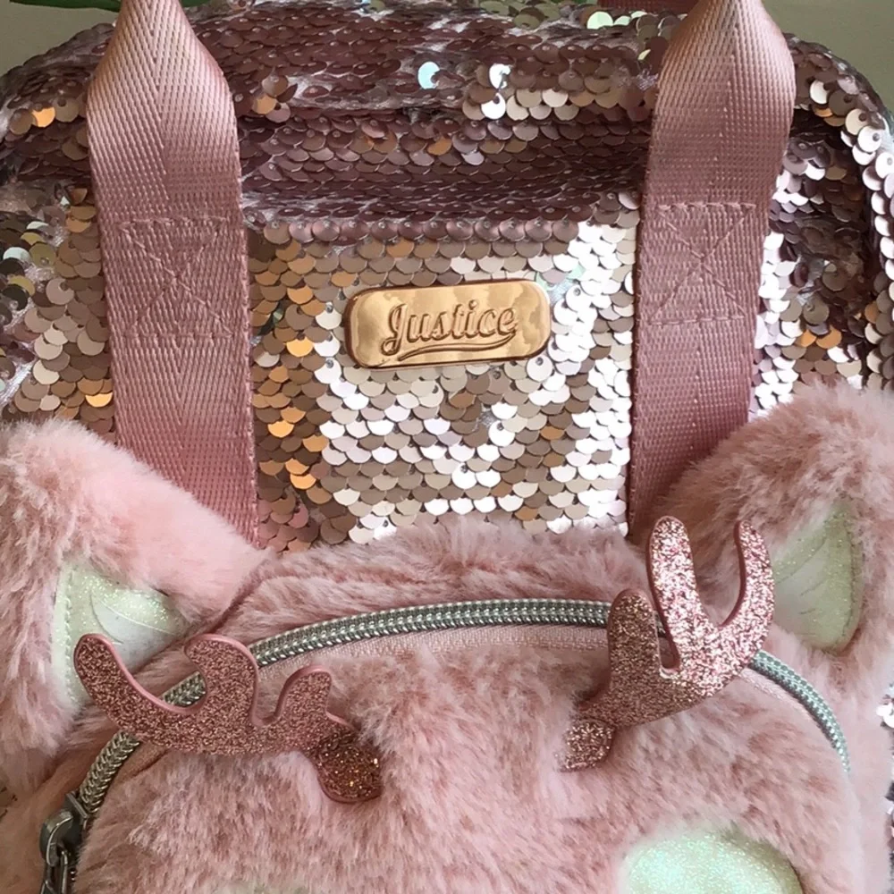 ‘Justice’ Sequined/Faux Fur Deer Face Backpack (#5)